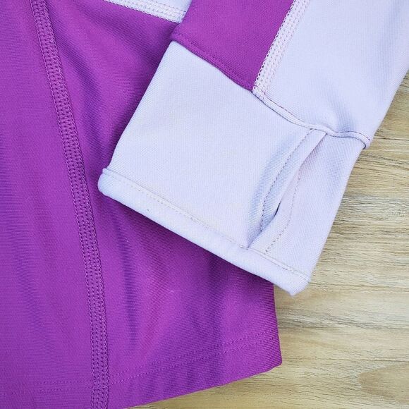 🔺️Under Armour Purple & Pink Mock Neck Athletic Long Sleeve Top Large - Picture 7 of 8